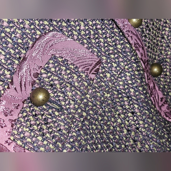 Women's Brown and Purple Tweed Blazer With Pink Satin Trim. Size Medium. - Picture 10 of 12